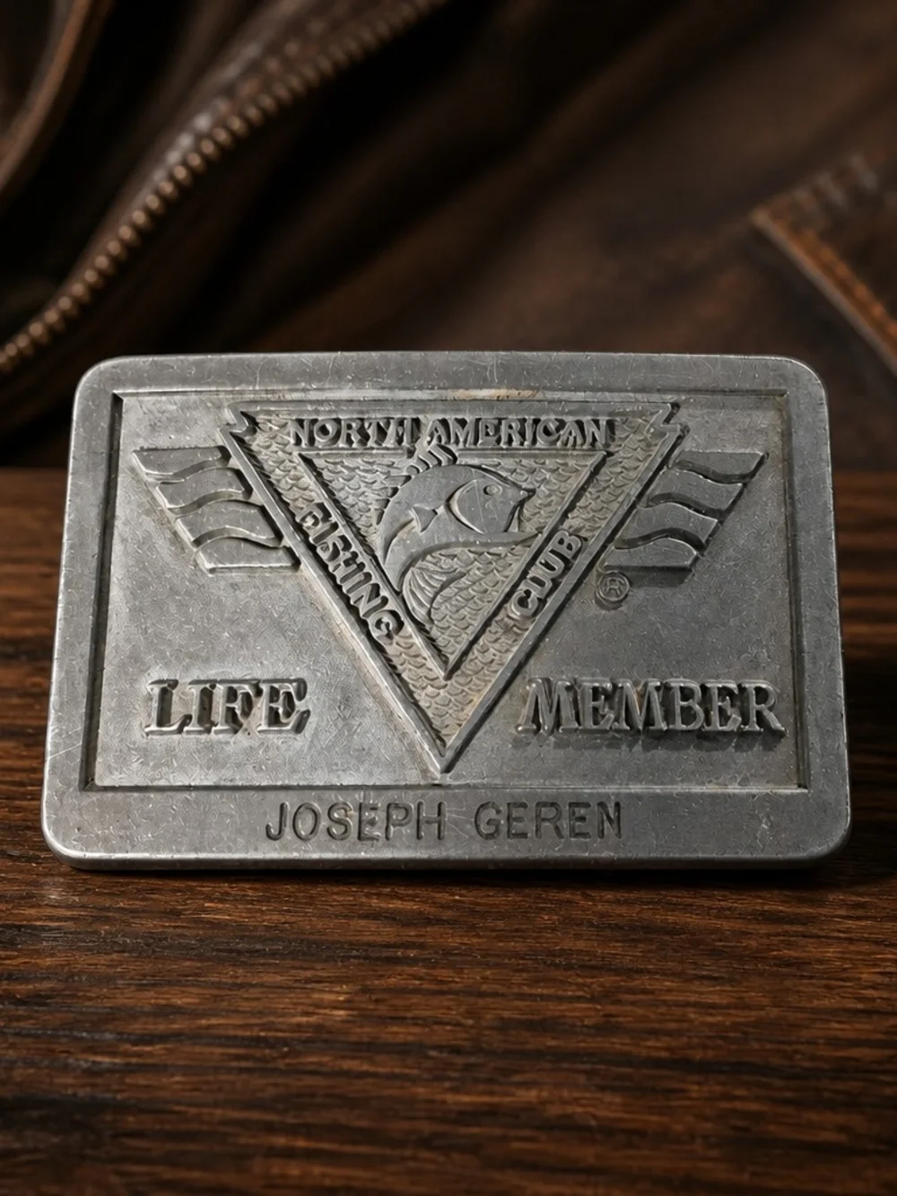 Vintage North American Fishing Club Life Member Joseph Geren Belt Buckle 1091